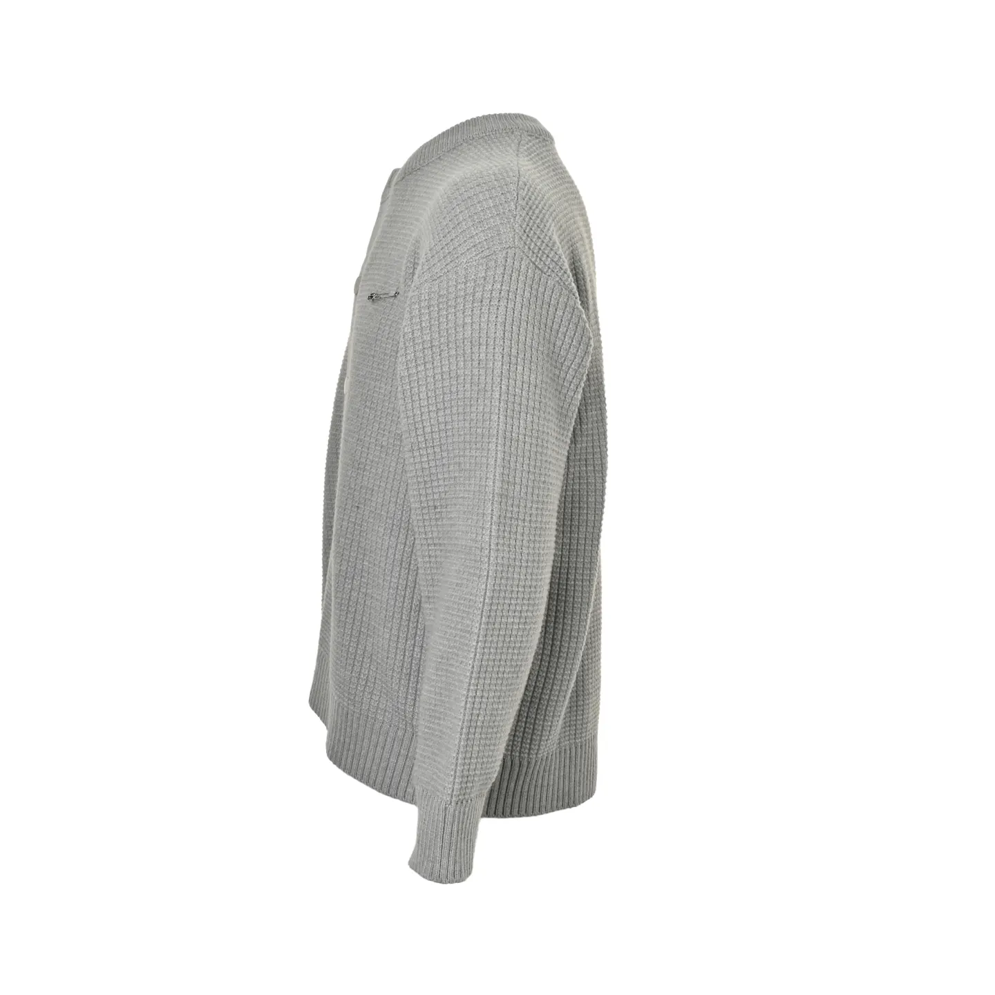 Gray Knitted Cardigan Side View