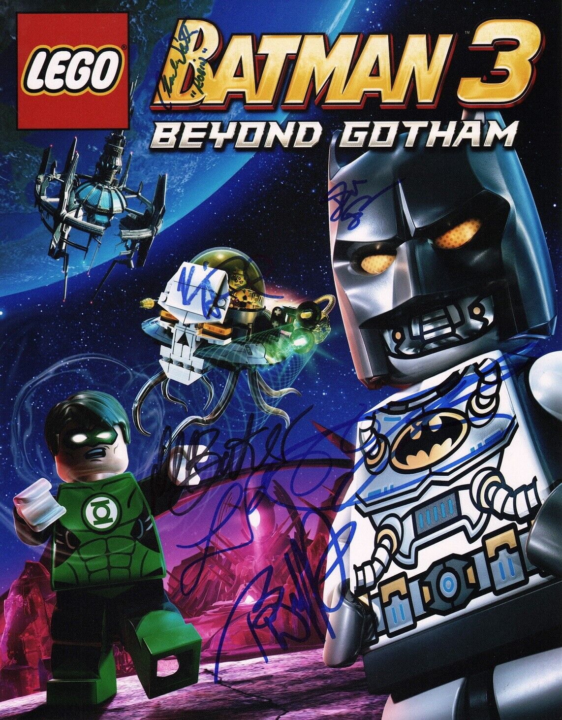 LEGO BATMAN 3 Cast(x7) Authentic Hand-Signed TROY BAKER