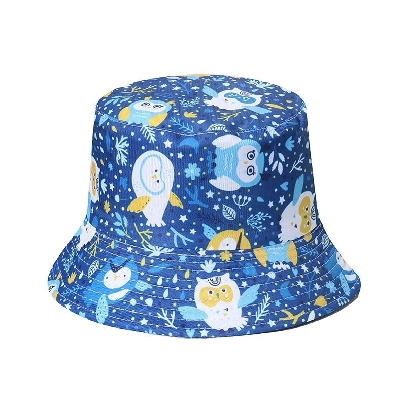 Women’s Hip-hop Bear Printing Flat Eaves Bucket Hat