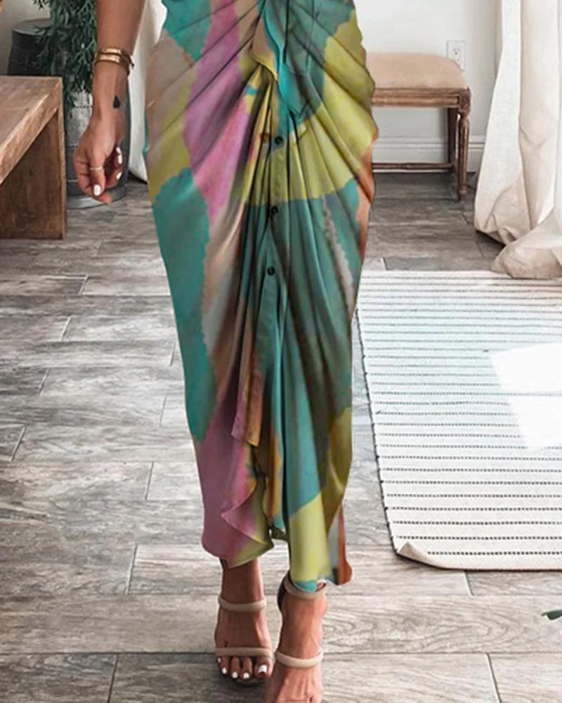 Commuter Fashion Printed Shirt Dress