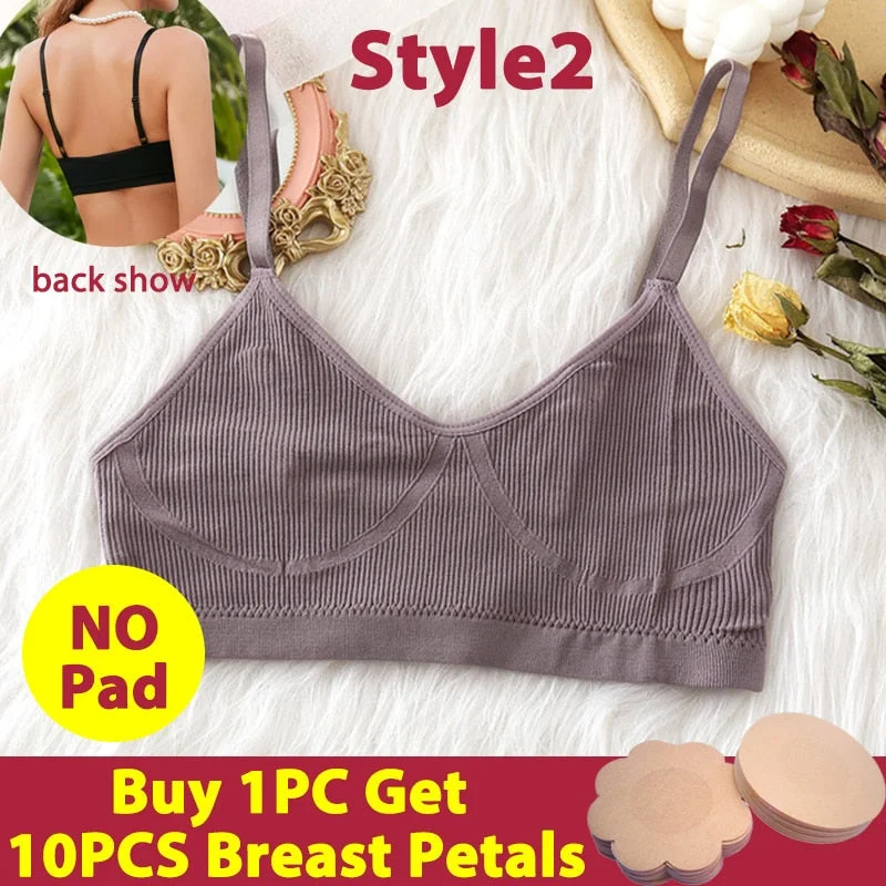 Women Tank Top Push Up Bra Tube Tops Seamless Brassiere Crop Top Sexy Lingerie for Female Underwear Intimates Backless Bralette