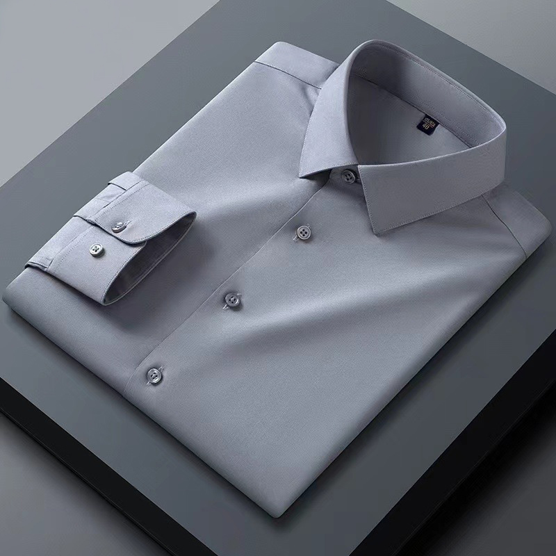Men's Solid Silk Shirt Gray Silk Shirt