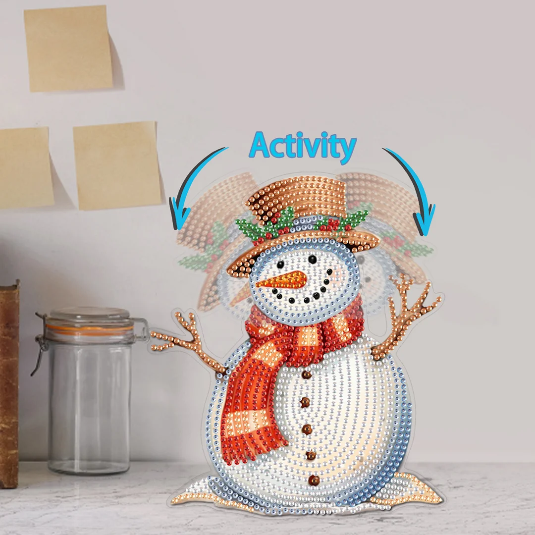 Snowman DIY Acrylic Shaking Head 5D DIY Diamond Art Tabletop Ornament Home Decor