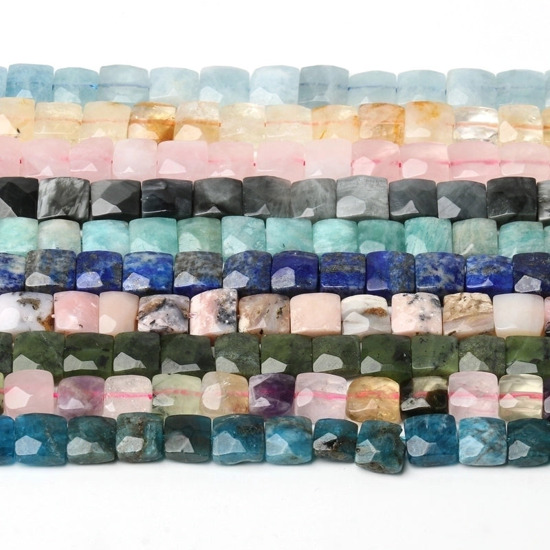 Natural 10x10x5mm Square Irregular Cut Surface AA Citrine Sea Blue Baojia Jade Pink Crystal Loose Beads Accessories