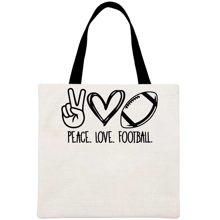 Peace love Football Printed Linen Bag-Annaletters