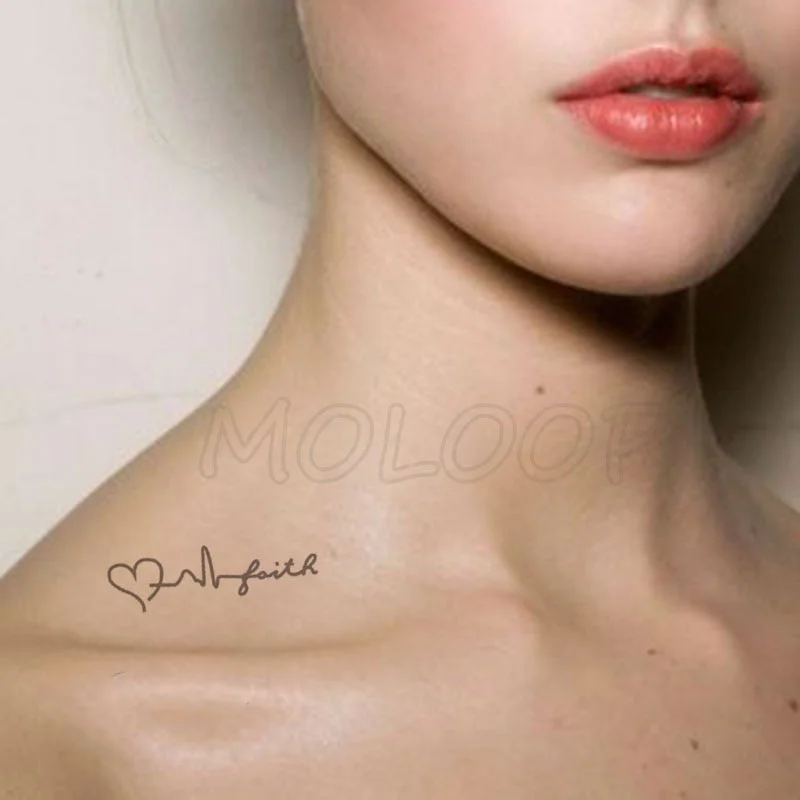 Water Transfer Tattoo Heart-shaped Lifeline Tattoo Body Art Waterproof Temporary Fake Flash Tattoo for Man Woman Kid 10.5*6cm