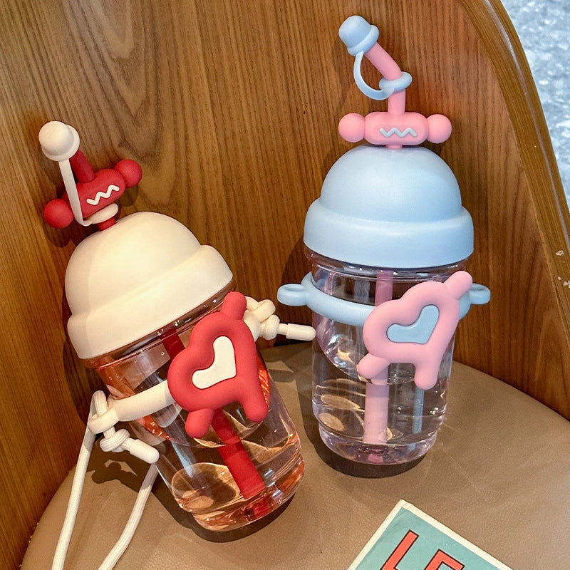 Cute Red Heart Plastic Water Bottles 1 Piece