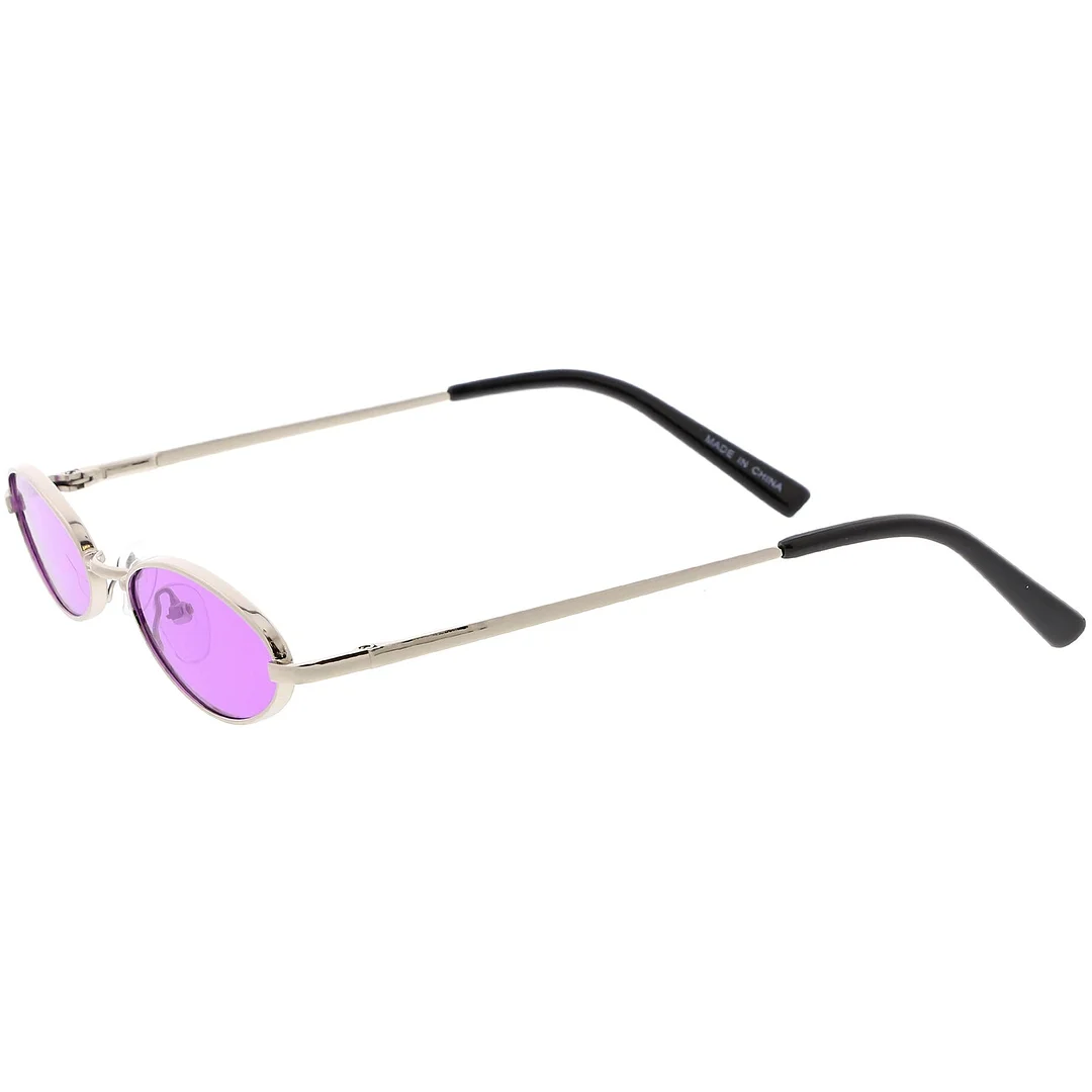 Retro Small Oval glasses Slim Arms Color Tinted Flat Lens 51mm