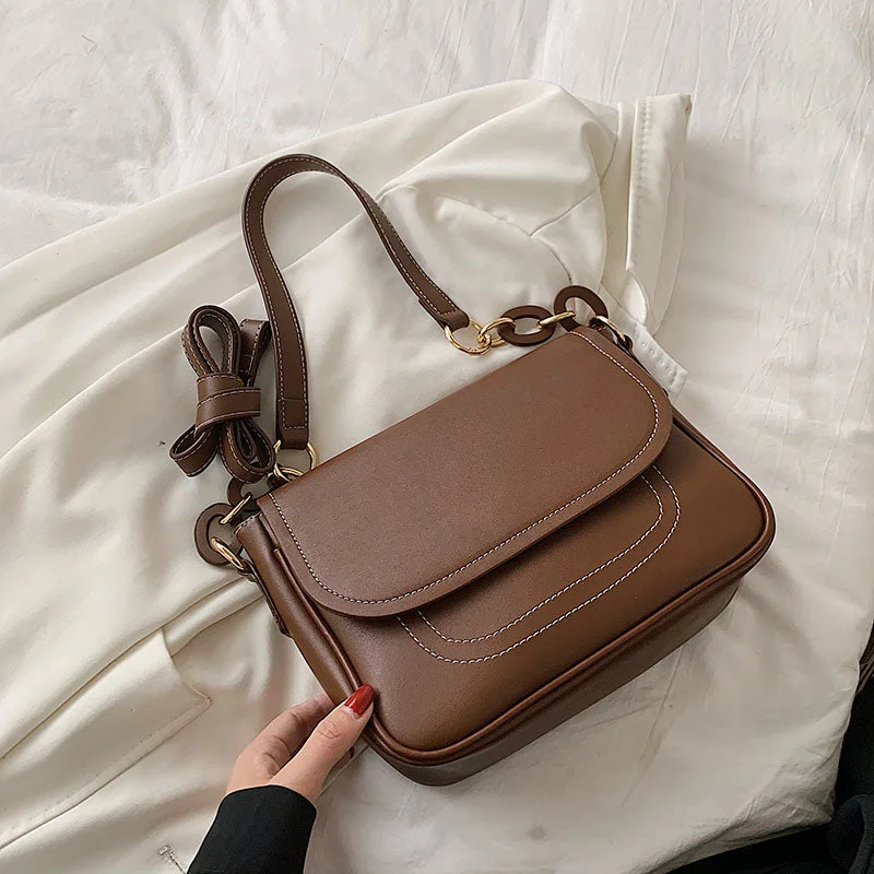 PU Leather Small Crossbody Bags for Women 2021 hit Winter Fashion Thick Chain Shoulder Purses Lady Luxury Designer Handbags