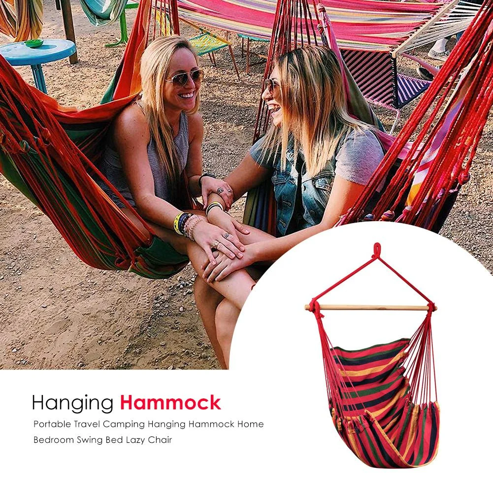 Portable Camping Hanging Hammock Bedroom Swing Bed Lazy Chair (Red Stripe)