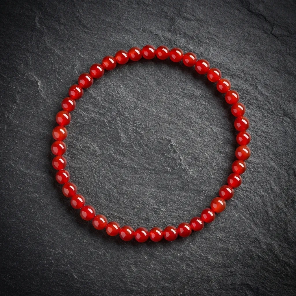 7A Grade Natural Red Agate Bracelet - The Eternal Crimson Collection 4mm - Delicate & Layerable