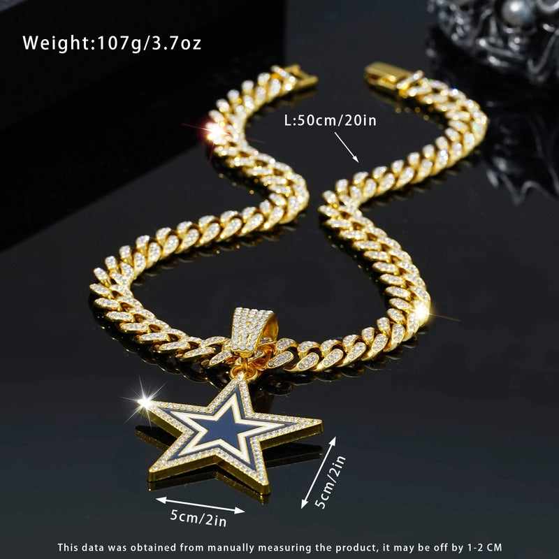 Hip-Hop Star Zinc Alloy Enamel Inlay Rhinestones Unisex Pendant Necklace