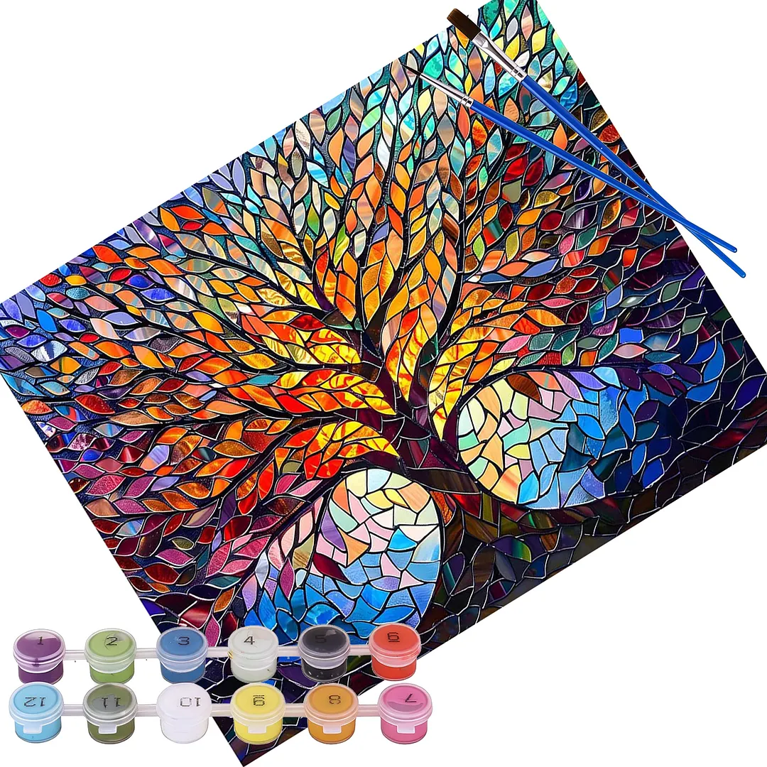 DIY Tree of Life Paint by Numbers Kits Drawing Paintwork on Canvas 15.75x19.69inch Without Frame Canvas Oil Painting Number Painting for Beginners Adults Gift Home Wall Decor