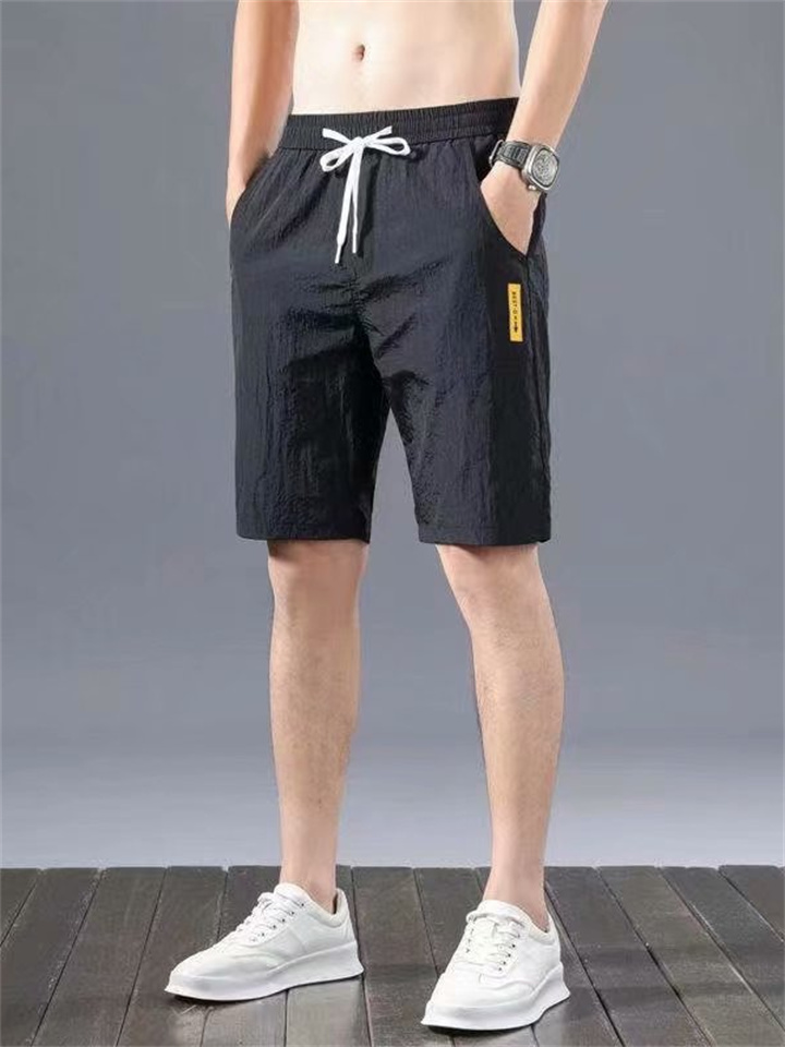 Men's Athletic Shorts Cropped Pants Casual Shorts Capri Pants Pocket Drawstring Elastic Waist Plain Comfort Quick Dry Outdoor Daily Going out Fashion Streetwear Black Green