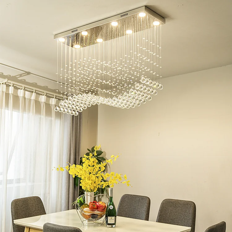 Modern Crystal Raindrop Chandelier Dining Room Light Fixtures Vjlight