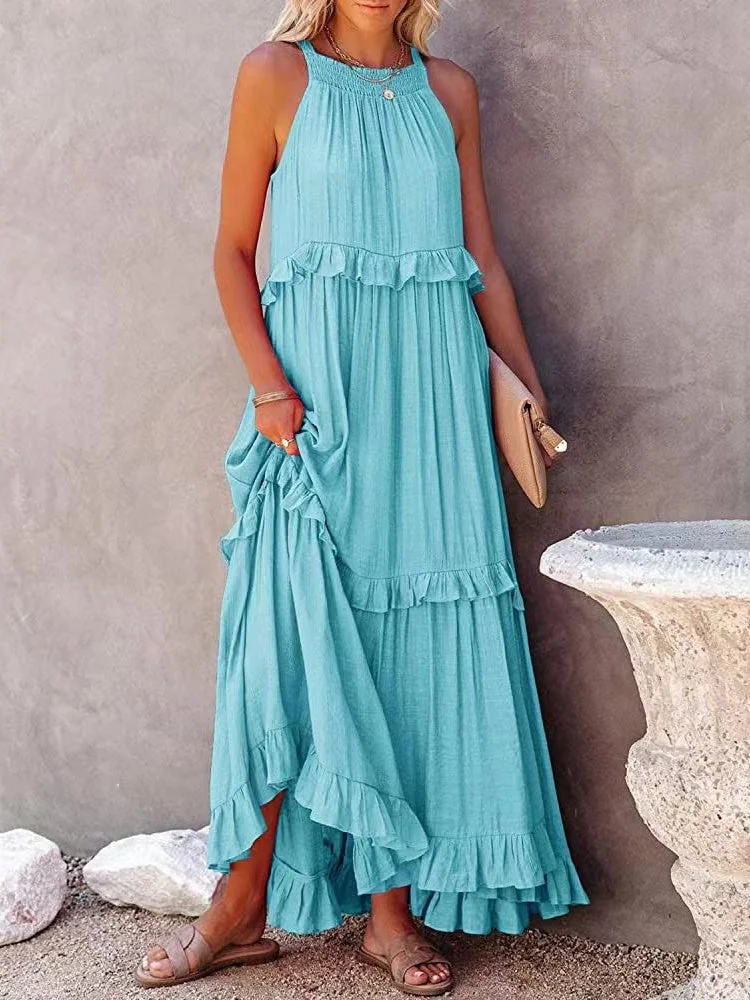 Women's Casual Sleeveless U-neck Dress