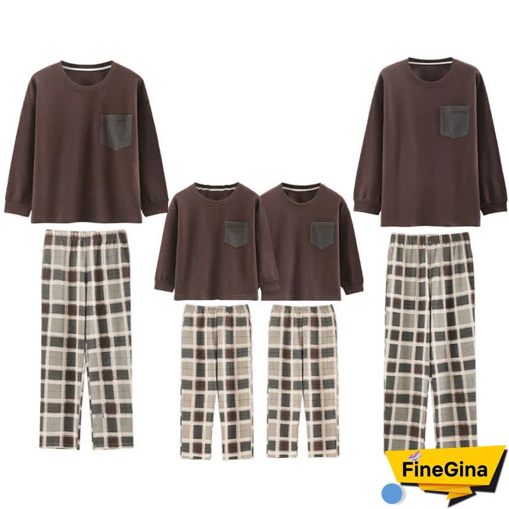 Pocket Long Sleeve Family Pajamas Matching Sets