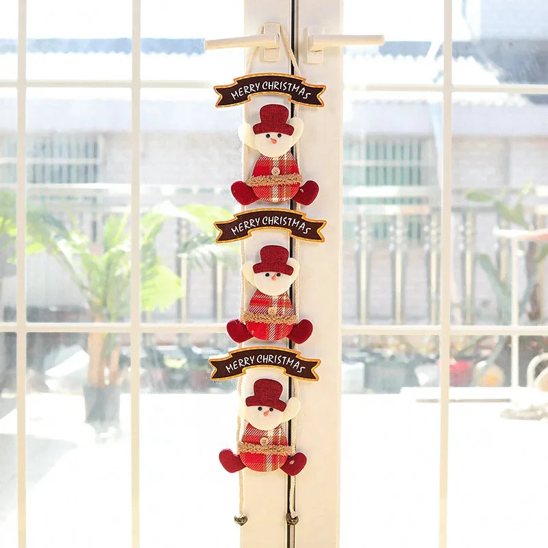 Santa Claus rope rope simple three in one old snowman doll door hanging decorations