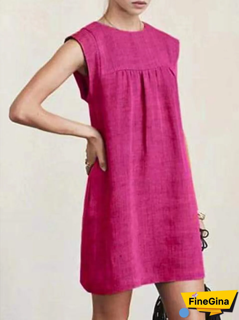 Women's Cotton Linen Sleeveless DressSolid Color Dress Knee Length Summer Daily Wear Linen