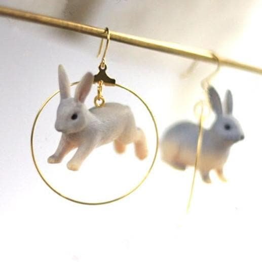 Golden/Slivery Kawaii Running Bunny Earrings SP1812140