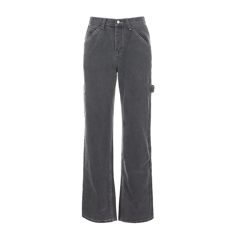 Straight Mopping Pants High Waist Trend Kuchao Women's Denim Jeans