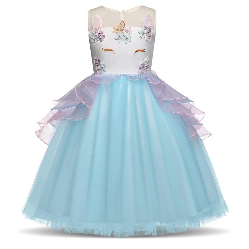 Kids Unicorn Girl Princess Dress 2021 Wedding Evening Dress Chilren Costume Cosplay Party Birthday Girls Baptism Clothes 3-8Year