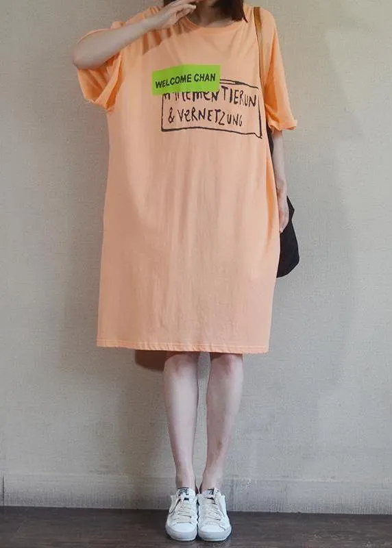 DIY cotton dresses Sweets Summer Loose Letter Casual Straight Dress
