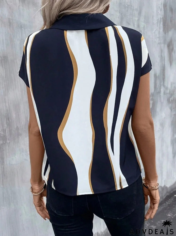 Colorblock Batwing Sleeve Blouse