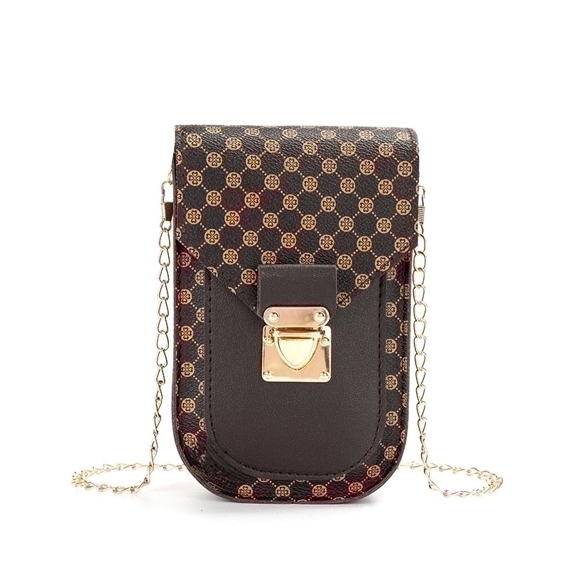 Women’s Small Pu Leather Color Block Fashion Square Lock Clasp Crossbody Bag Chain Bag