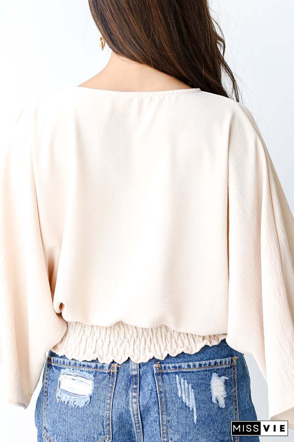 Casual Solid Patchwork V Neck Tops(3 Colors)