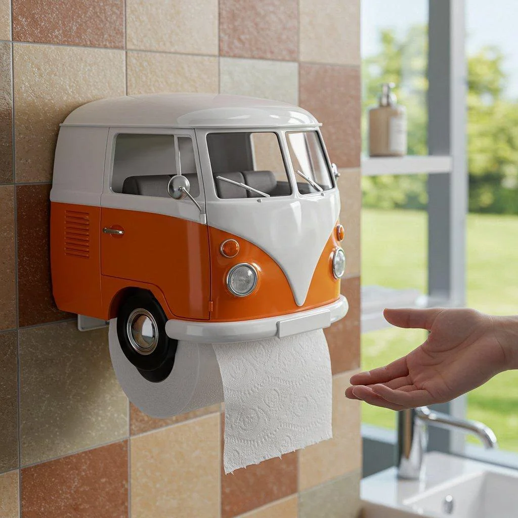 VW Bus Shaped Toilet Paper Holder – Retro Style Bathroom Accessory for Vintage Lovers