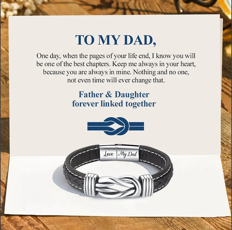 To My Dad Love My Dad Leather Knot Bracelet Stainless Steel Magnetic Bracelet