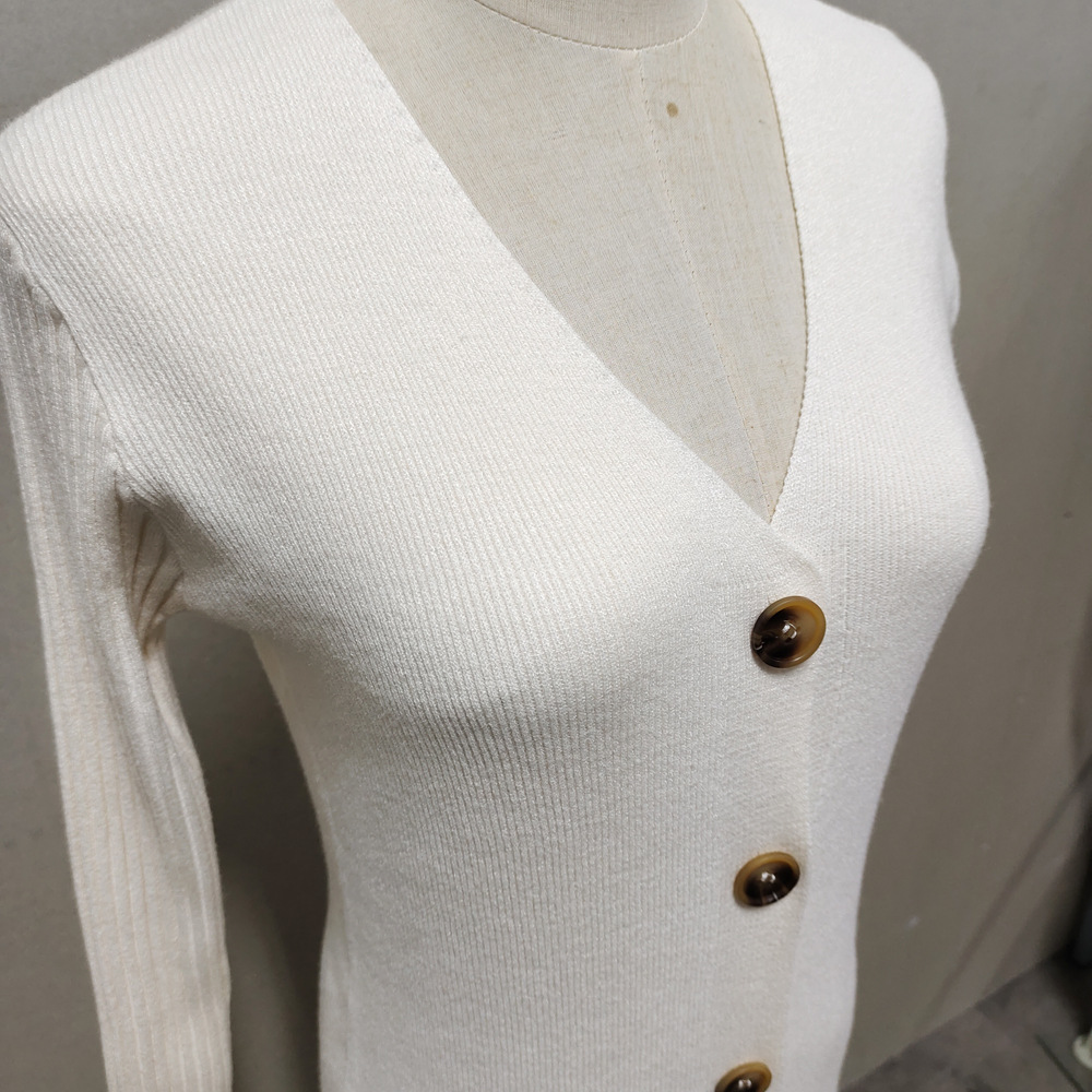 Ootddress Spring New Knitted Sweater Dress V Neck Long Sleeve Bodycon Midi Dress Cardigan Knitwear Ladies Casual White Dresses 2025