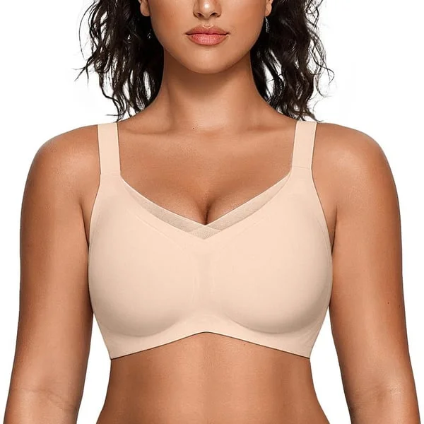  Almost Gone-Women's Wireless V-Neck Crossover Mesh Seamless Push-Up Bra
