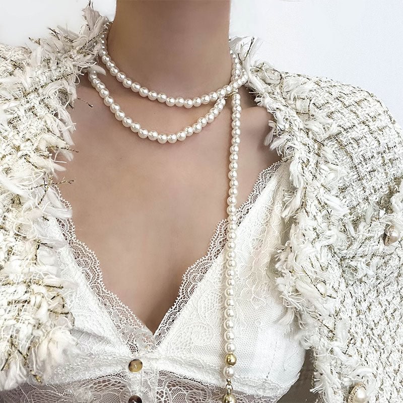 Elegant Vintage Pearl Layered Necklace