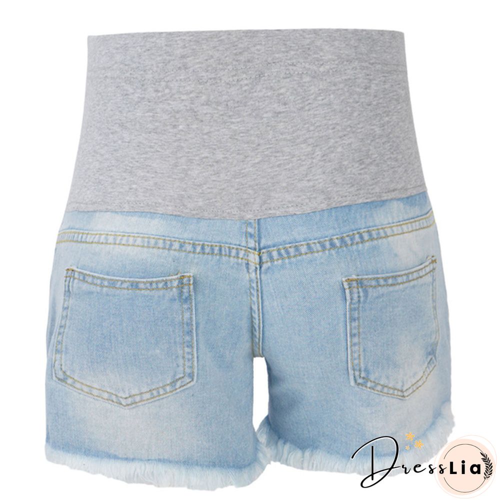 Summer Maternity Pants For Pregnant Women Clothes Denim Abdominal Elastic Waist Pregnancy Shorts