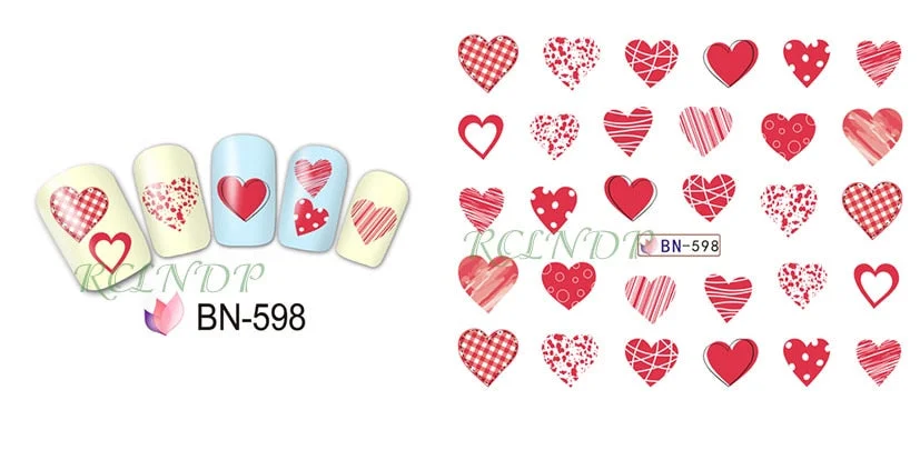 Nail sticker art decoration slider love heart adhesive design Water decals manicure lacquer accessoires polish foil