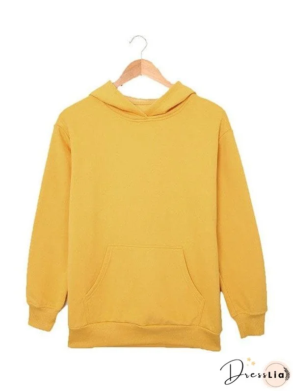 Solid Color Hooded Sweatshirt
