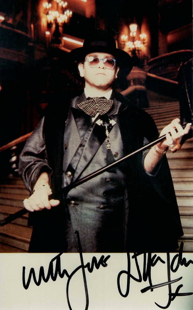 ELTON JOHN SIGNED AUTOGRAPH 4X6 Photo Poster painting - GOODBYE YELLOW BRICK ROAD, CARIBOU REAL