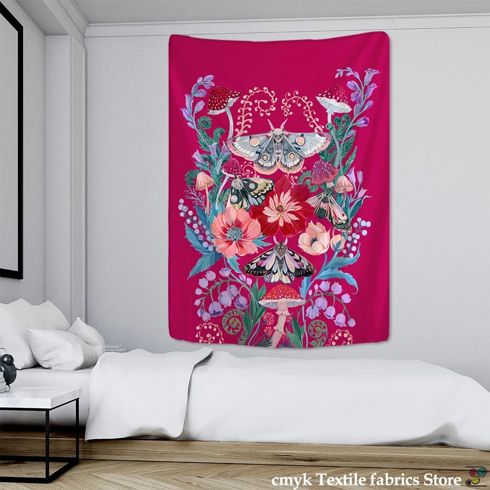 Butterfly Mushroom Tapestry Wall Hanging Colorful Bohemian Hippie TAPIZ Psychedelic Witchcraft Simple Art Room Home Decor