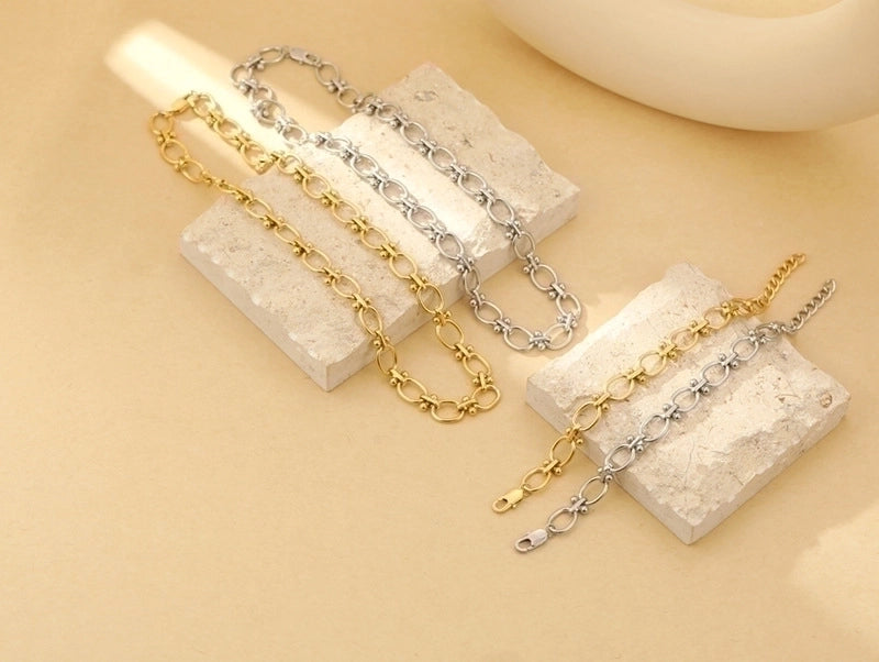 Minimalist Solid Color Stainless Steel Gold Plated Bracelets In Bulk