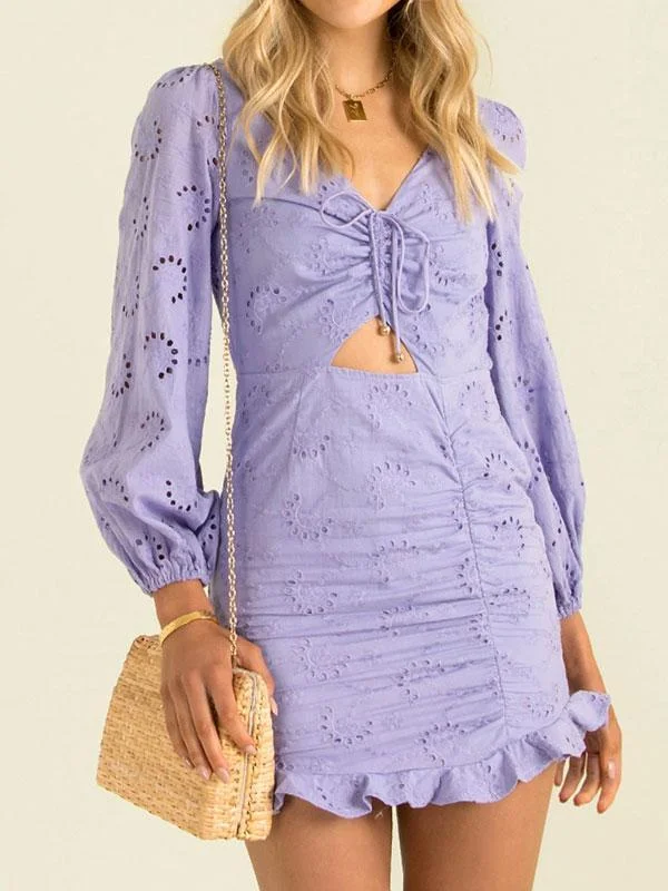 Long sleeve ruched dress
