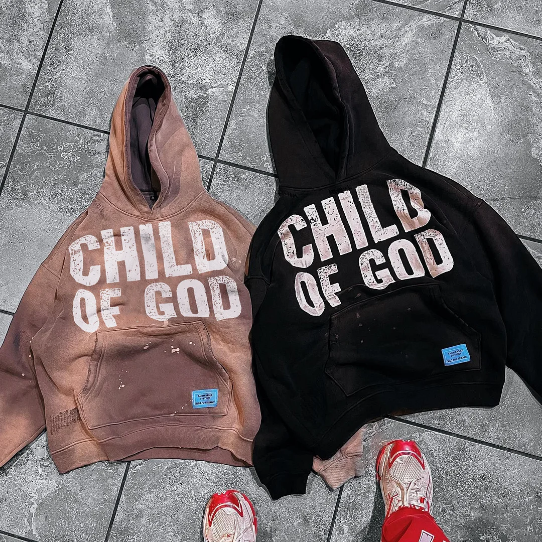 Child Of God Print Long Sleeve Hoodies