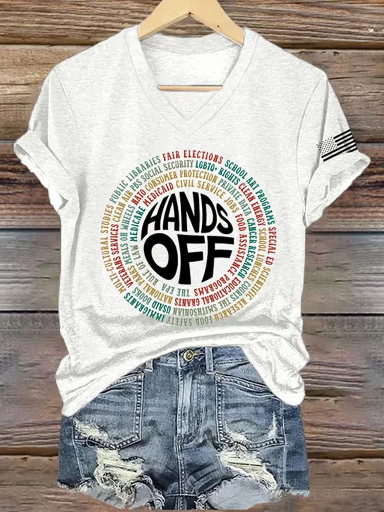 Women's Fdt “hands Off ” Print Casual T-shirt
