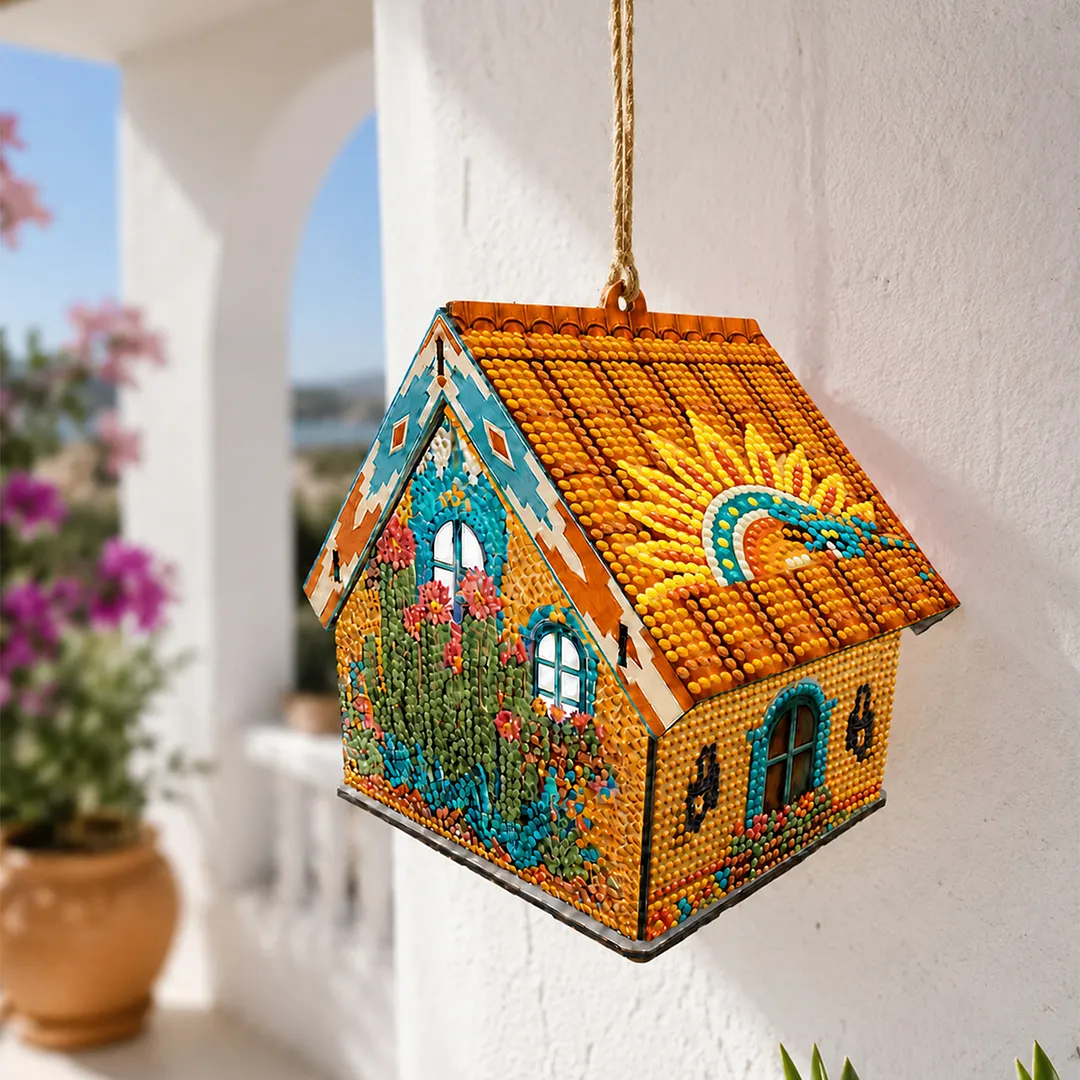 DIY Wooden House Diamond Art Painting Kit for Adults Home (Tropical cactus)