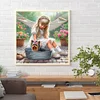 Vie d&rsquo;animaux de compagnie fille-plein diamant rond peinture-30 * 30cm