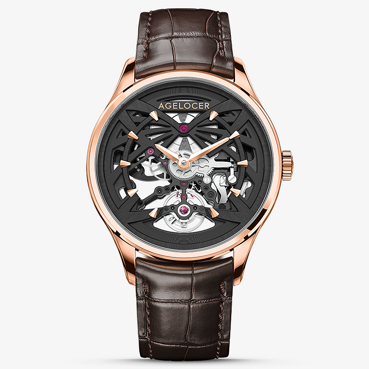 Agelocer Schwarzwald Men's Skeleton Automatic Mechanical Watch 