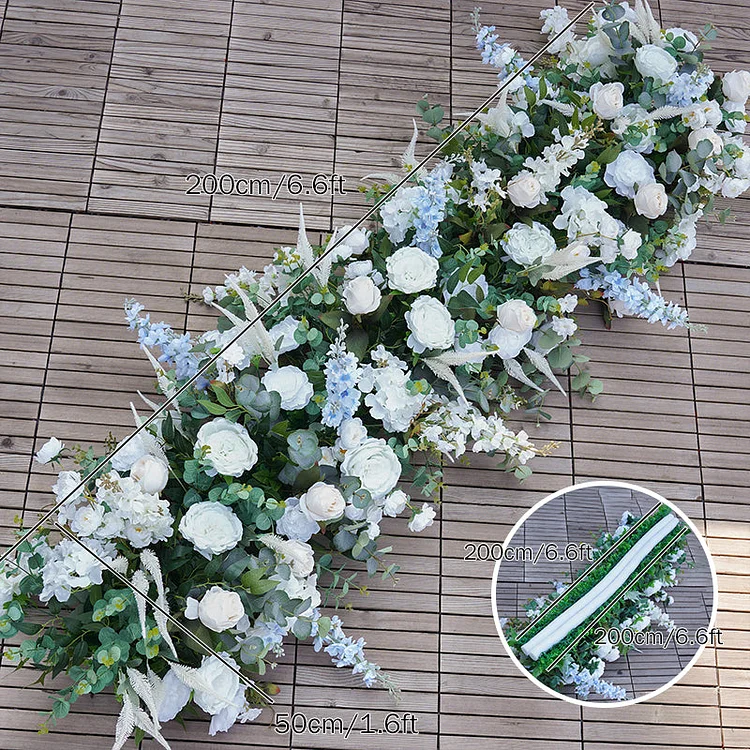 A8231 White Rose Green Eucalyptus Leaf Wedding Backdrop Frame Decor Floral Arrangement