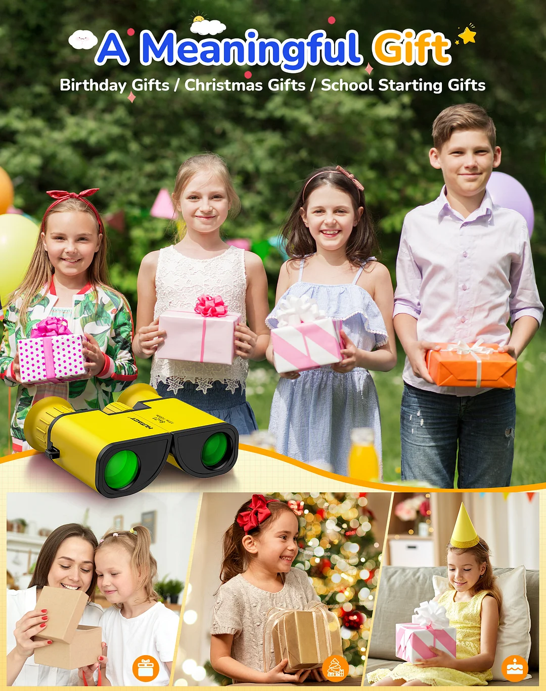 BEBANG 8x21 Binoculars for Kids, Binoculars Set for Boys Girls Bird Watching Educational Learning Hunting Hiking Birthday