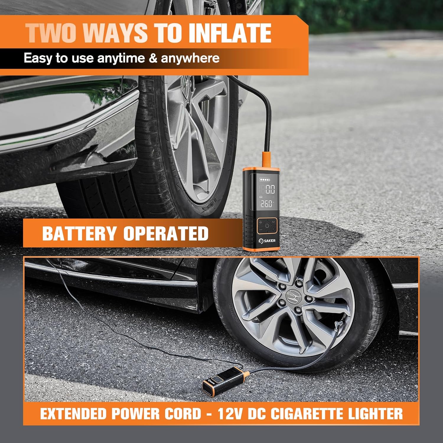 SAKER Tire Inflator Portable Air Compressor, Faster Portable Air Pump